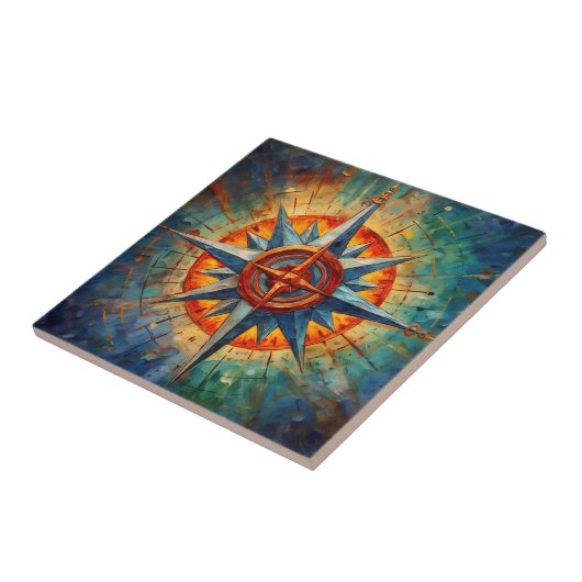 Richtung im Chaos (Compass-Rose) Fliese (Seite)