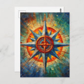 Richtung im Chaos (Compass-Rose) Postkarte (Vorne/Hinten)
