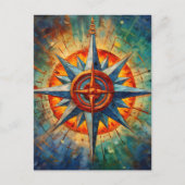 Richtung im Chaos (Compass-Rose) Postkarte (Vorderseite)