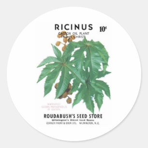 Ricinus, Castor OIl-Pflanze, Roudabush's Seed Stor Runder Aufkleber