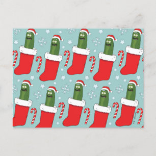 Rick and Morty   Christmas Pickle Rick Pattern Feiertagspostkarte