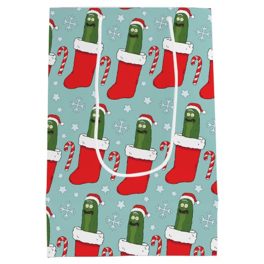Rick and Morty | Christmas Pickle Rick Pattern Mittlere Geschenktüte (Rückseite)