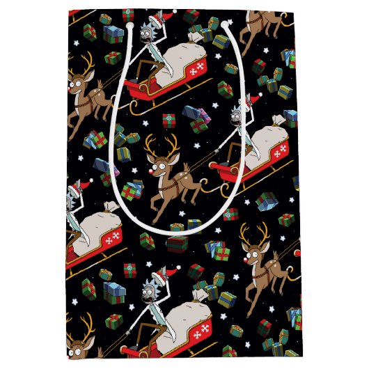 Rick and Morty | Christmas Reindeer Sleigh Pattern Mittlere Geschenktüte (Vorderseite)