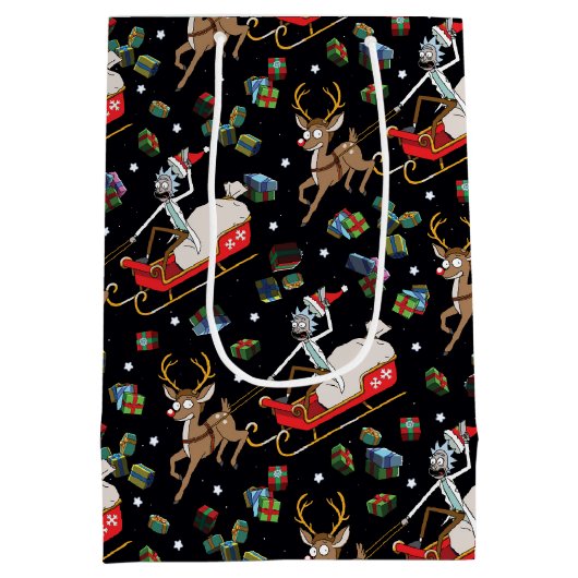 Rick and Morty | Christmas Reindeer Sleigh Pattern Mittlere Geschenktüte (Rückseite)