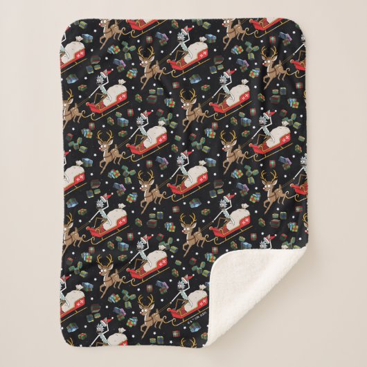 Rick and Morty | Christmas Reindeer Sleigh Pattern Sherpadecke (Vorderseite)
