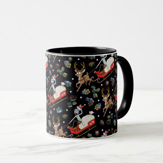 Rick and Morty Christmas Reindeer Sleigh Pattern Tasse (VorderseiteRechts)