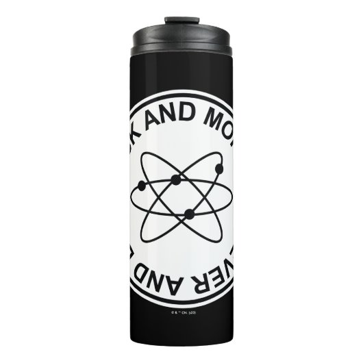 Rick and Morty Forever and Ever Atomic Abzeichen Thermosbecher (Vorderseite)