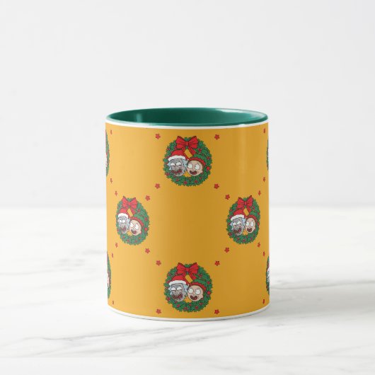 Rick and Morty Holiday Wreath Pattern Tasse (Zentrum)