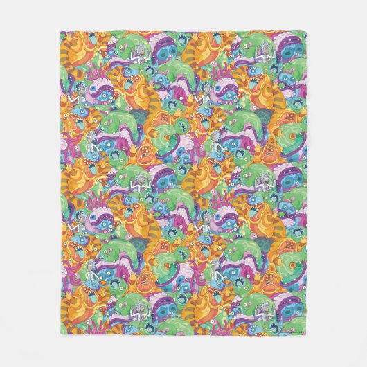 Rick Apokalypse Party Alien Pattern Fleecedecke (Vorderseite)