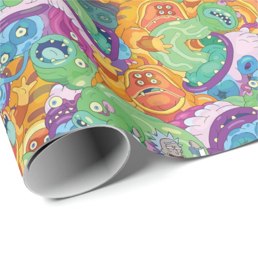 Rick Apokalypse Party Alien Pattern Geschenkpapier (Rolleneckpunkt)