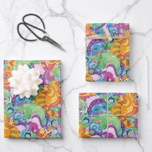 Rick Apokalypse Party Alien Pattern Geschenkpapier Set (Vorderseite)
