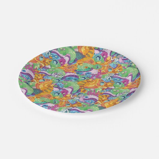 Rick Apokalypse Party Alien Pattern Pappteller (Schrägansicht)