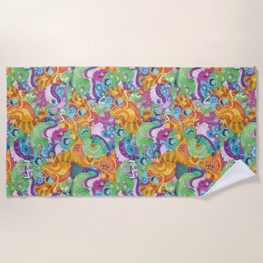 Rick Apokalypse Party Alien Pattern Strandtuch (Vorderseite)