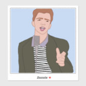 Rick Astley Cartoon Vinyl Sticker (Blatt)