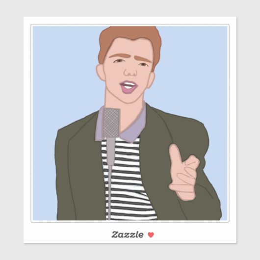 Rick Astley Cartoon Vinyl Sticker (Blatt)