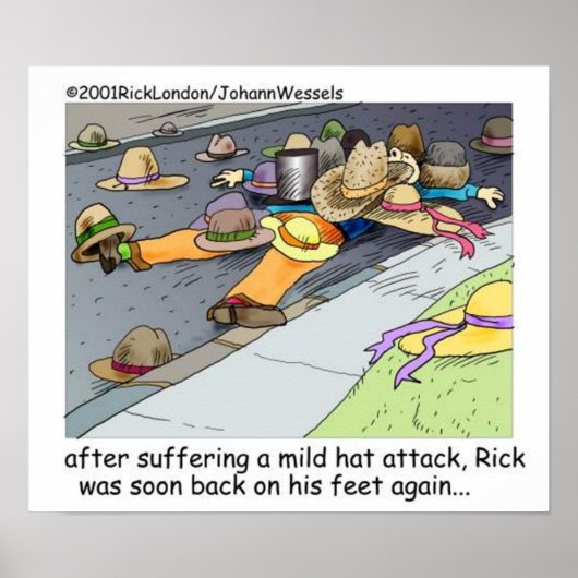 Rick leidet unter einem Cartoon-Poster mit einem H Poster (Vorne)
