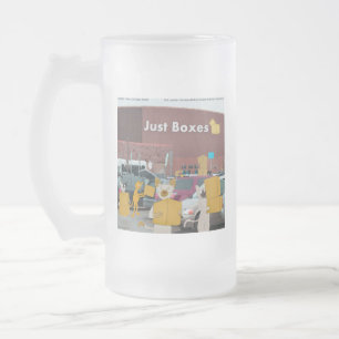 Rick London Big Box Stores für Katzen Comic  Mattglas Bierglas