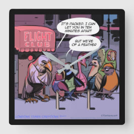 Rick London "Birds of a Feather" Funny Wallclock Quadratische Wanduhr