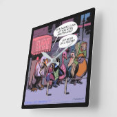 Rick London "Birds of a Feather" Funny Wallclock Quadratische Wanduhr (Winkel)
