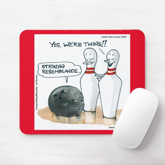 Rick London Cartoon Funny Bowling Comic Mousepad (Mit Mouse)