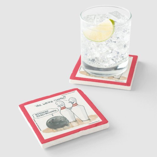 Rick London Cartoon Funny Bowling Comic Steinuntersetzer (Seitenansicht)