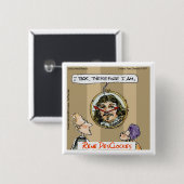 Rick London Cartoon Funny Descartes Clock Button (Vorne & Hinten)