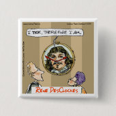 Rick London Cartoon Funny Descartes Clock Button (Vorderseite)