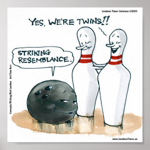 Rick London Cartoons Lustige Bowling Comic  Poster