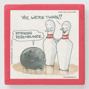 Rick London Cartoons Lustige Bowling Comic  Steinuntersetzer
