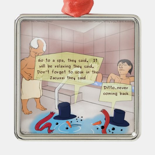 Rick London Comic Snowman Funny Gifts Silbernes Ornament (Vorne)