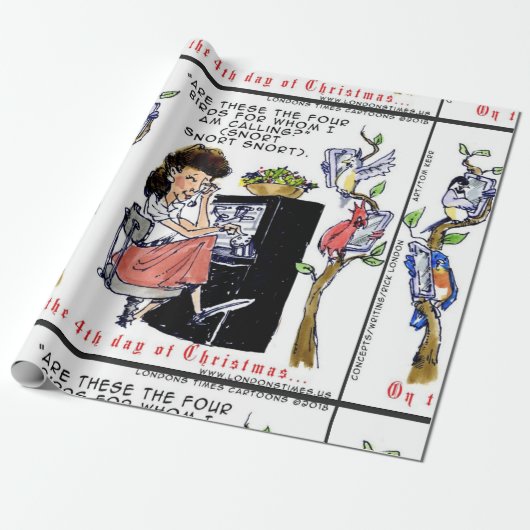 Rick London Ernestine ruft Birds Xmas auf Geschenkpapier (Ungerollt)