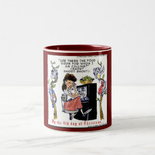 Rick London Ernestine ruft Birds Xmas auf Zweifarbige Tasse