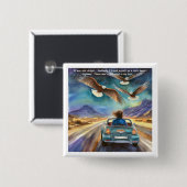 Rick London fährt im dunklen, sonnigen Comic Button (Vorne & Hinten)