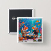 Rick London Fish Playing "Go Fish" Kartenspiel Com Button (Vorne & Hinten)