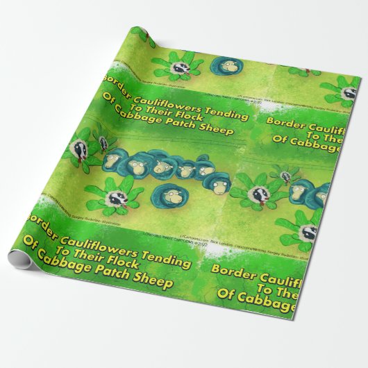 Rick London Funny Border Collie Blume Comic Geschenkpapier (Ungerollt)