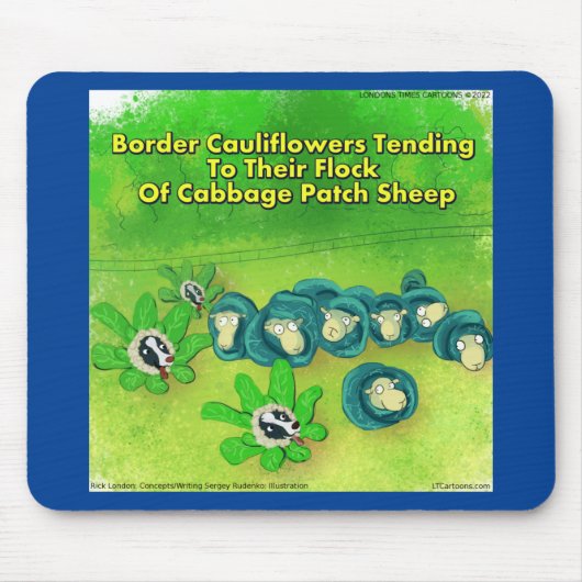 Rick London Funny Border Collie Blume Comic Mousepad (Vorne)