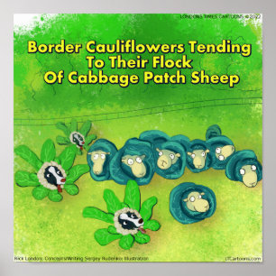 Rick London Funny Border Collie Blume Comic Poster