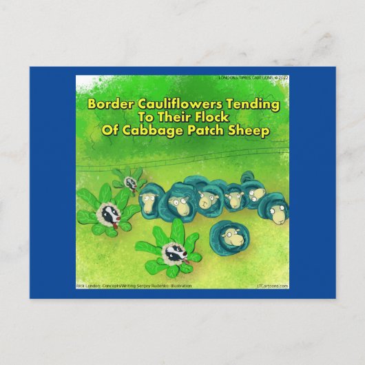 Rick London Funny Border Collie Blume Comic Postkarte (Vorderseite)