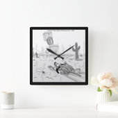 Rick London Funny Dog Mirage Square Wall Clock Quadratische Wanduhr (Zuhause)