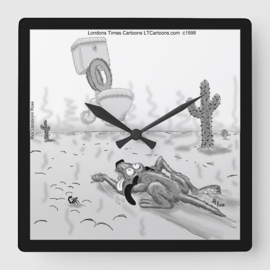 Rick London Funny Dog Mirage Square Wall Clock Quadratische Wanduhr (Vorderseite)