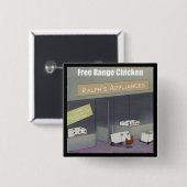 Rick London Funny Free Range Chicken Button (Vorne & Hinten)