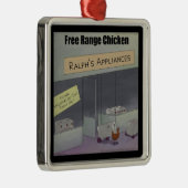 Rick London Funny Free Range Chicken Silbernes Ornament (Rechts)
