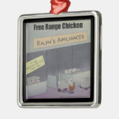 Rick London Funny Free Range Chicken Silbernes Ornament (Links)
