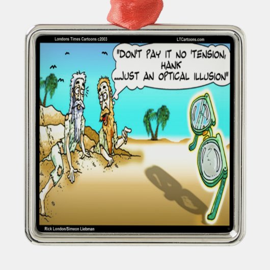 Rick London Funny Optometrist Illusion Silbernes Ornament (Vorne)