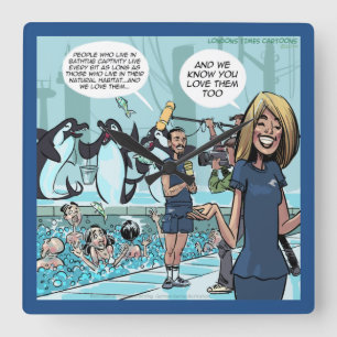 Rick London Funny Orca Revenge Wall Clock Quadratische Wanduhr