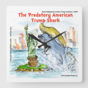 Rick London Funny Trump Shark Square Wall Clock Quadratische Wanduhr