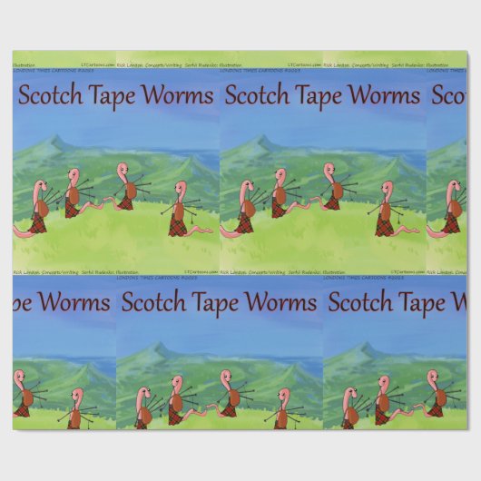 Rick London Funny Worms of Scotland Comic Geschenkpapier (Flach)