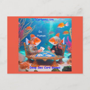 Rick London "Go Human Underwater Card Games Funny" Postkarte