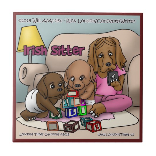 Rick London Irish Setter Cartoon Keramik Tile Fliese (Vorderseite)