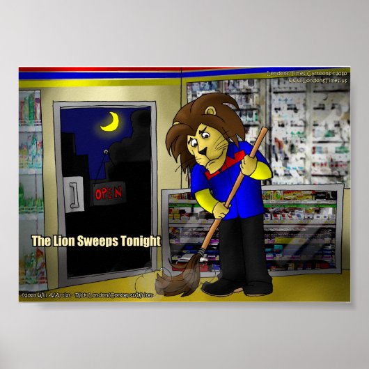Rick London "Lion Sweeps Tonight" Funny Comic Poster (Vorne)